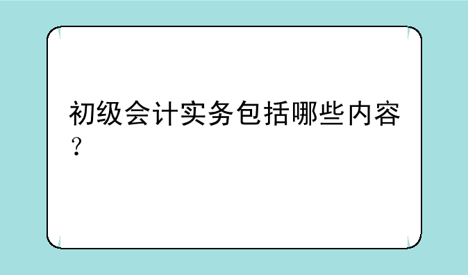 初级会计实务包括哪些内容？