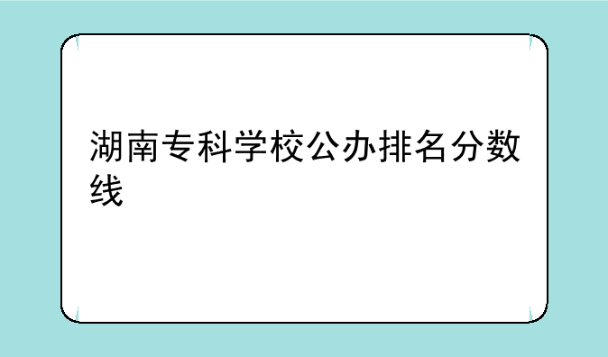 湖南专科学校公办排名分数线