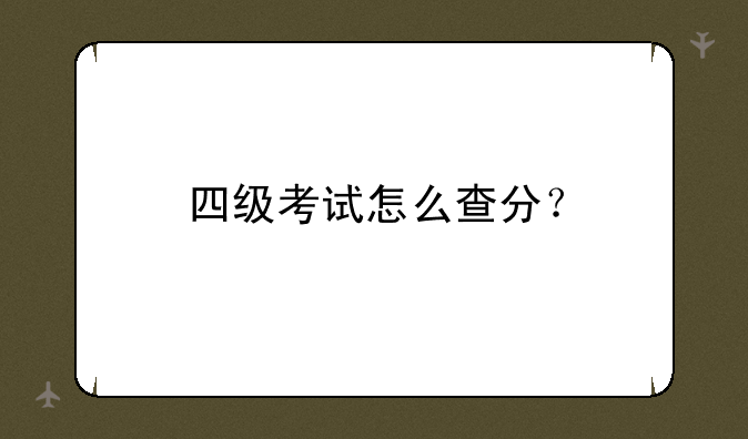 四级考试怎么查分？