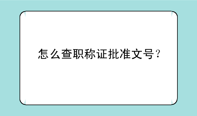 怎么查职称证批准文号？