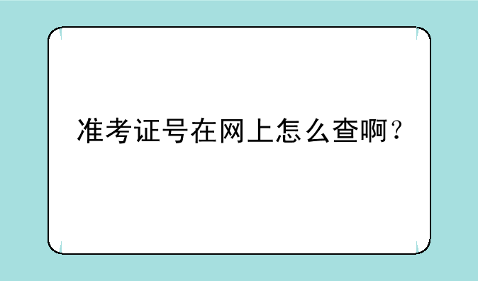 准考证号在网上怎么查啊？