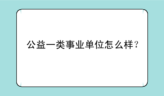 公益一类事业单位怎么样？