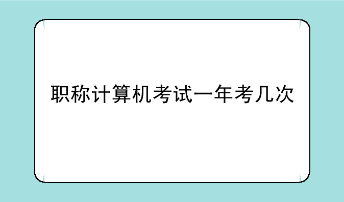 职称计算机考试一年考几次