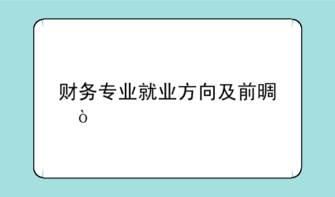 财务专业就业方向及前景？