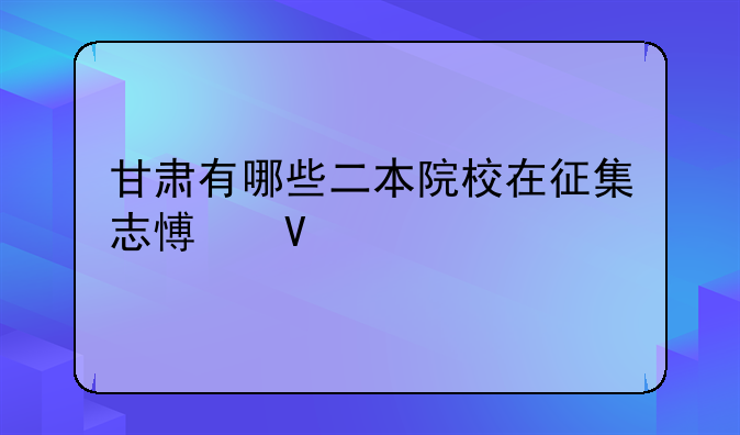 甘肃有哪些二本院校在征集志愿啊