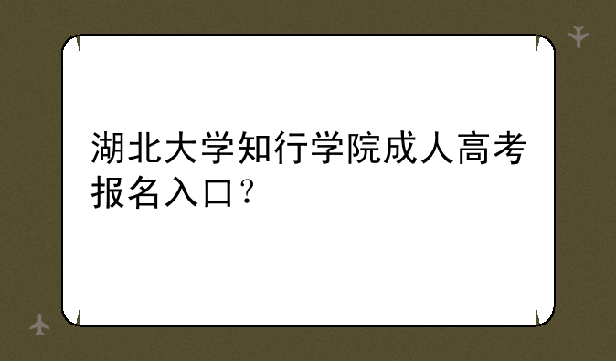 湖北大学知行学院成人高考报名入口？
