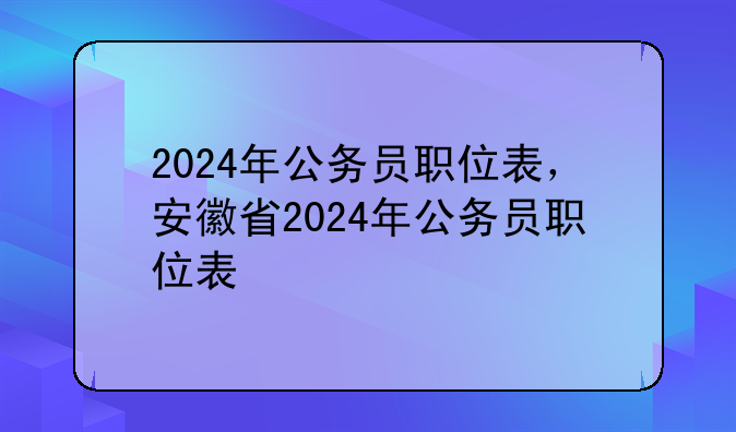 2024年公务员职位表，安徽省2024年公务员职位表
