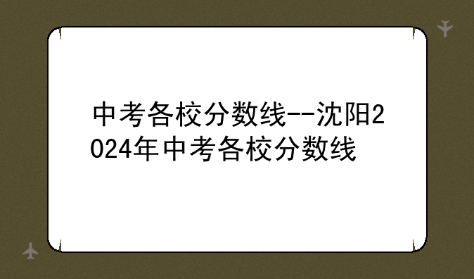中考各校分数线--沈阳2024年中考各校分数线