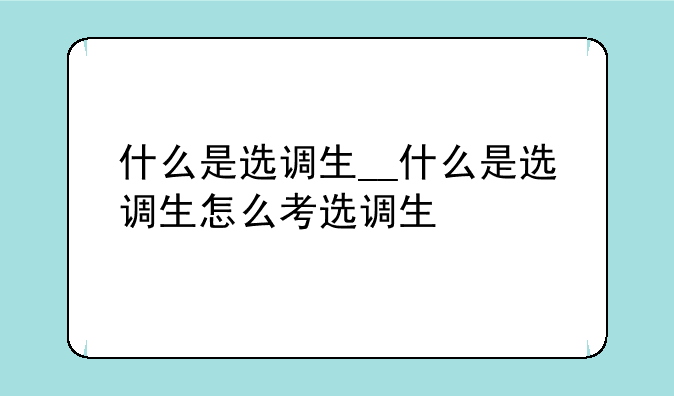 什么是选调生__什么是选调生怎么考选调生