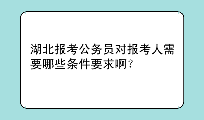 湖北报考公务员对报考人需要哪些条件要求啊？