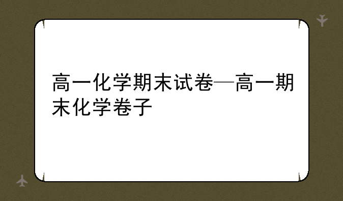 高一化学期末试卷—高一期末化学卷子