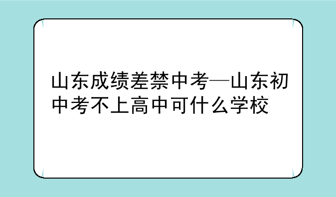 山东成绩差禁中考—山东初中考不上高中可什么学校